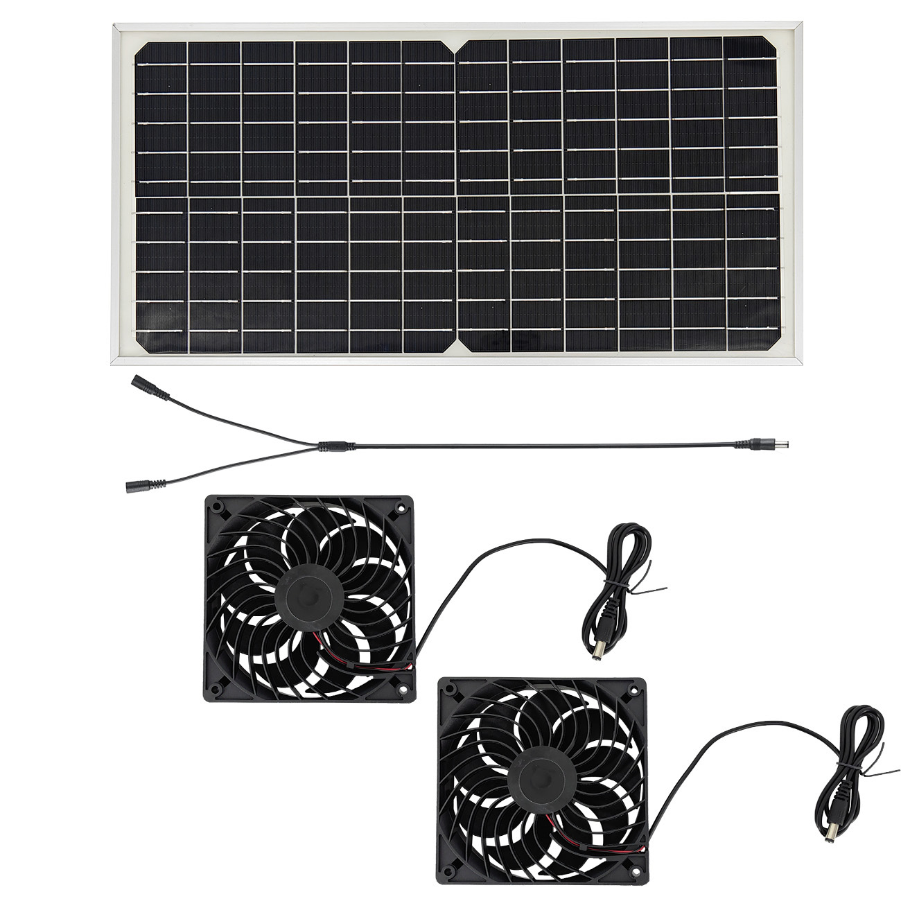 Solar Panel Fan Kit – 16W Monocrystalline Solar Powered Ventilation System with Dual Fans - Image 1