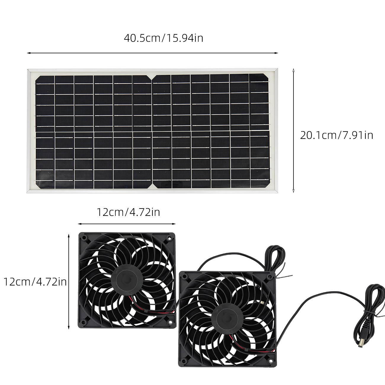 Solar Panel Fan Kit – 16W Monocrystalline Solar Powered Ventilation System with Dual Fans - Image 2
