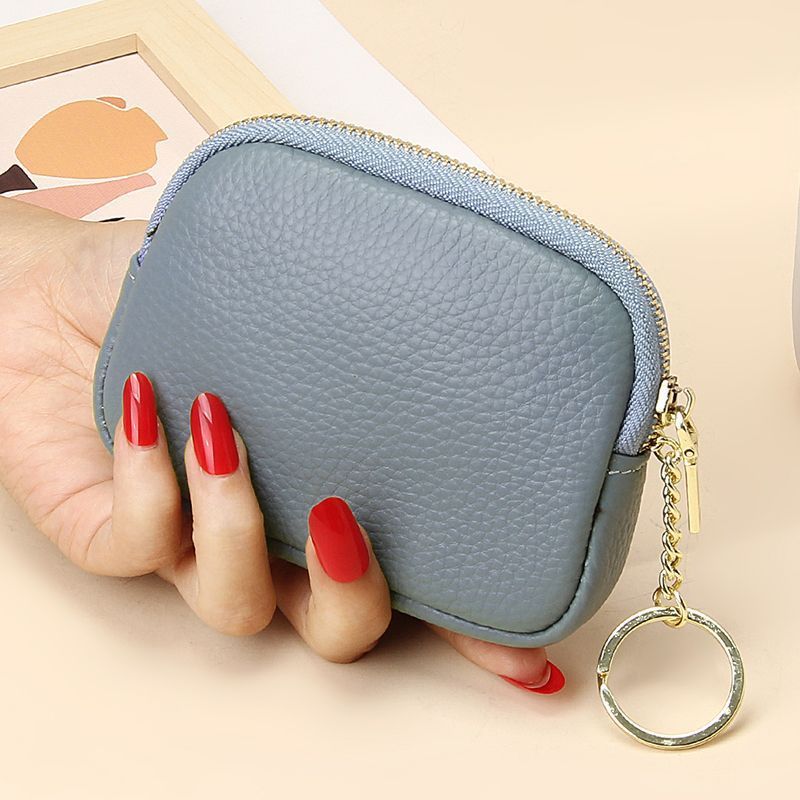 Blue Stylish Mini Zipper Wallet for Women – Compact PU Coin Purse with Key Ring & Card Storage (3-Pack) - Image 1