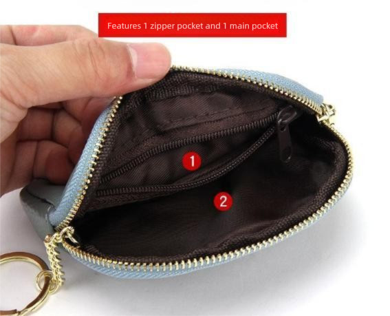 Blue Stylish Mini Zipper Wallet for Women – Compact PU Coin Purse with Key Ring & Card Storage (3-Pack) - Image 3
