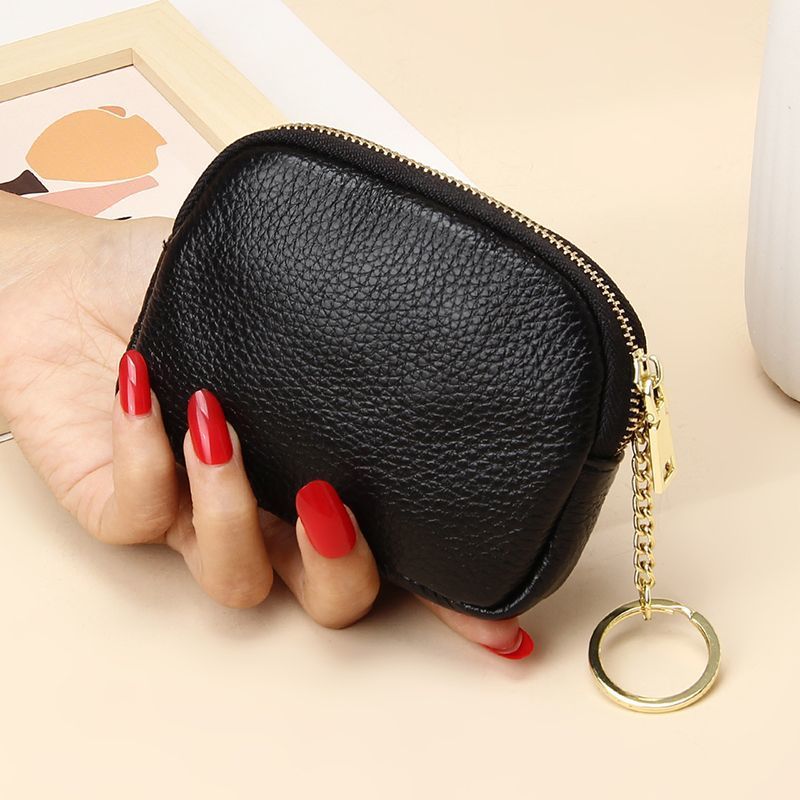 Black Stylish Mini Zipper Wallet for Women – Compact PU Coin Purse with Key Ring & Card Storage (3-Pack) - Image 1
