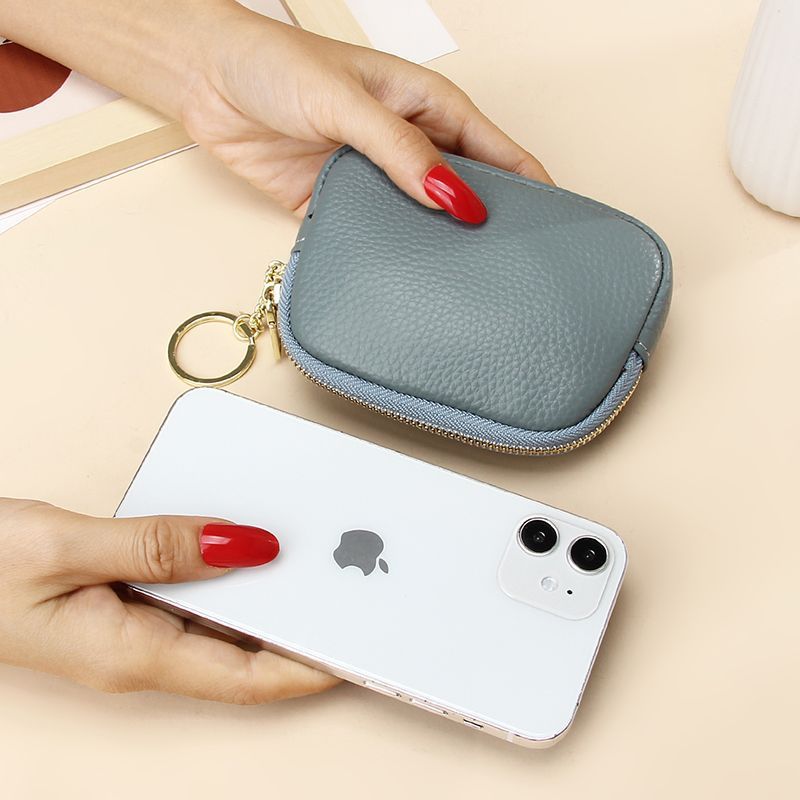 Brown Stylish Mini Zipper Wallet for Women – Compact PU Coin Purse with Key Ring & Card Storage (3-Pack) - Image 3