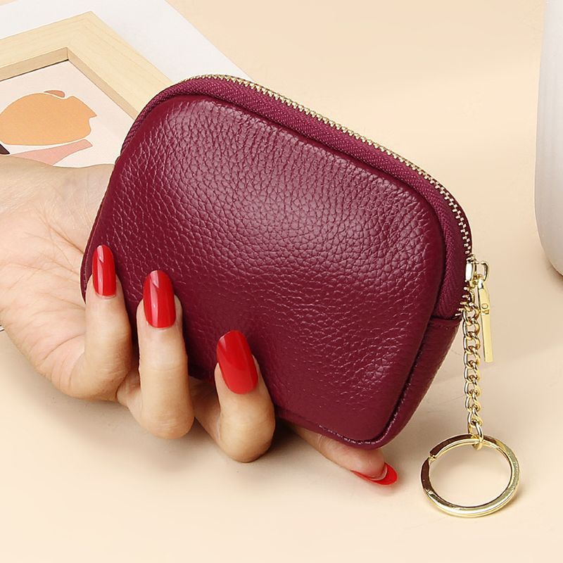 Claret Stylish Mini Zipper Wallet for Women – Compact PU Coin Purse with Key Ring & Card Storage (3-Pack) - Image 1