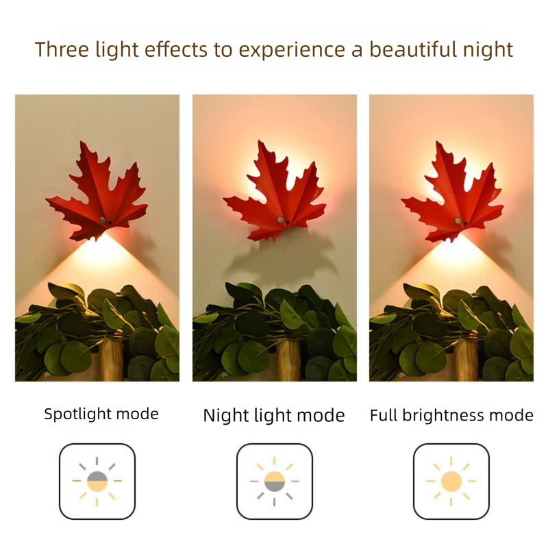 2 Pcs Maple Leaf Smart Motion-Sensing LED Night Light – Magnetic & Self-Adhesive - Image 5