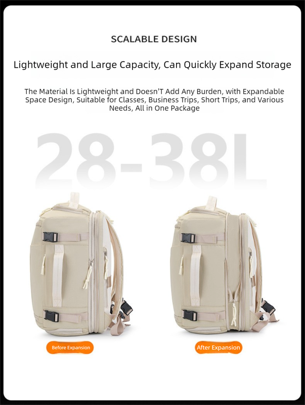 Yellow Stylish & Spacious Backpack – Lightweight, Expandable Travel & Daily Use Rucksack (31×20×43cm) - Image 4