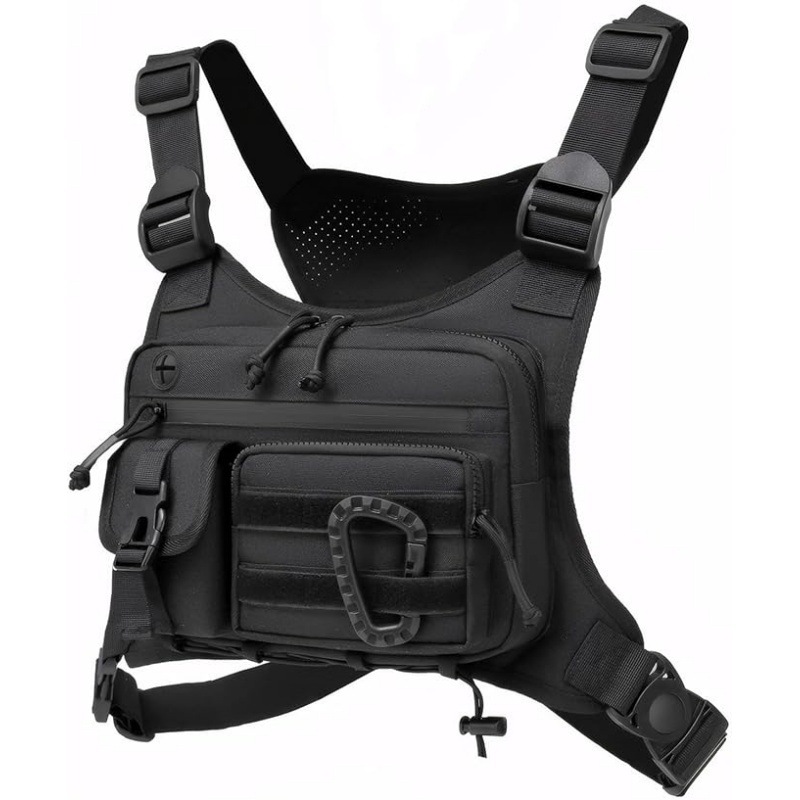 Black Outdoor Tactical Chest Pack – Lightweight Running & Hiking Vest for Men (27×17×5cm) - Image 1