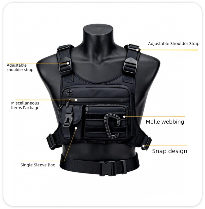 Black Outdoor Tactical Chest Pack – Lightweight Running & Hiking Vest for Men (27×17×5cm) - Image 7