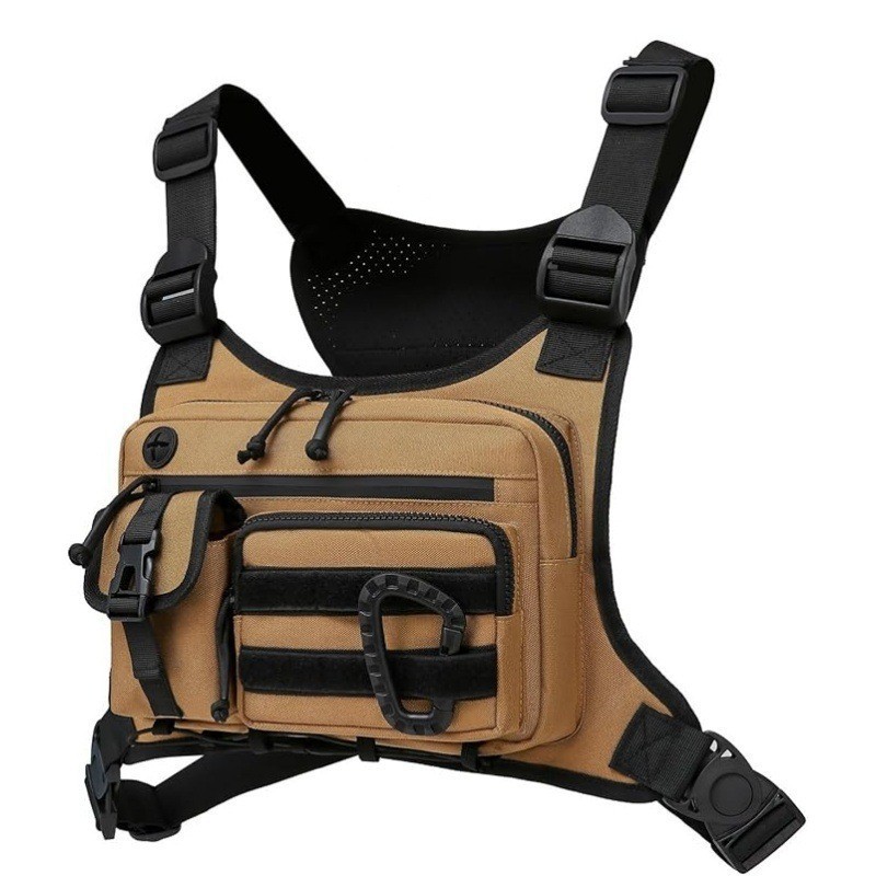 Brown Outdoor Tactical Chest Pack – Lightweight Running & Hiking Vest for Men (27×17×5cm) - Image 1