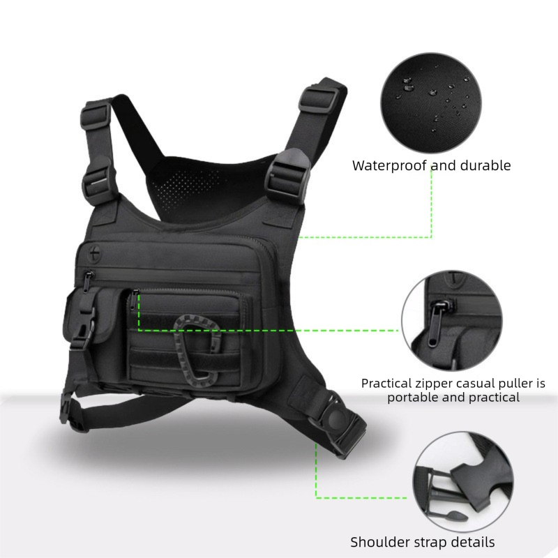 Brown Outdoor Tactical Chest Pack – Lightweight Running & Hiking Vest for Men (27×17×5cm) - Image 8