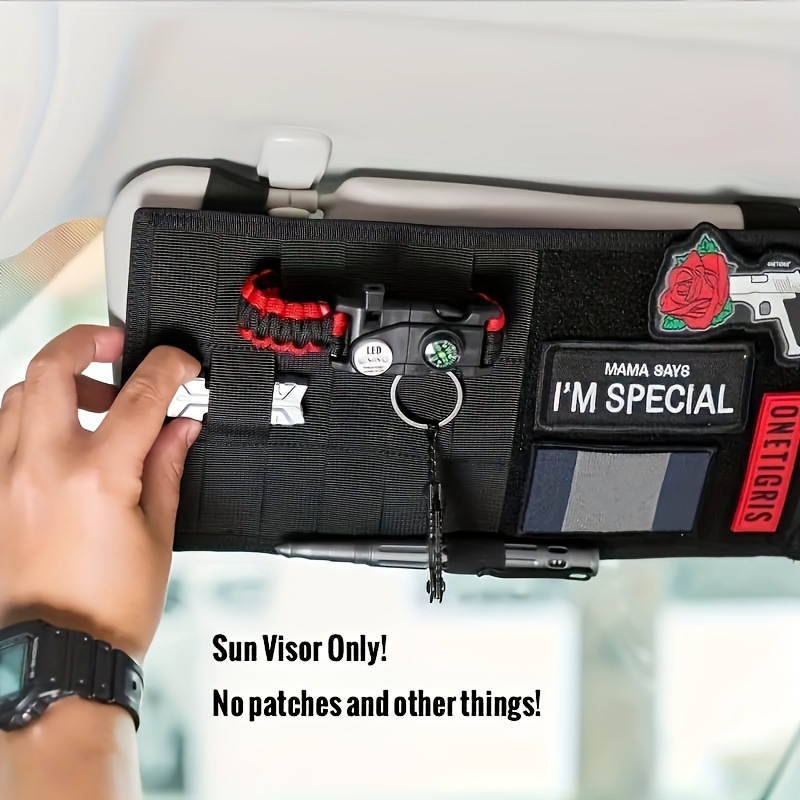 2 Pcs Green Car Sun Visor Organizer – Multi-Purpose Tactical Storage Bag for Tools, Cards & Gear - Image 4