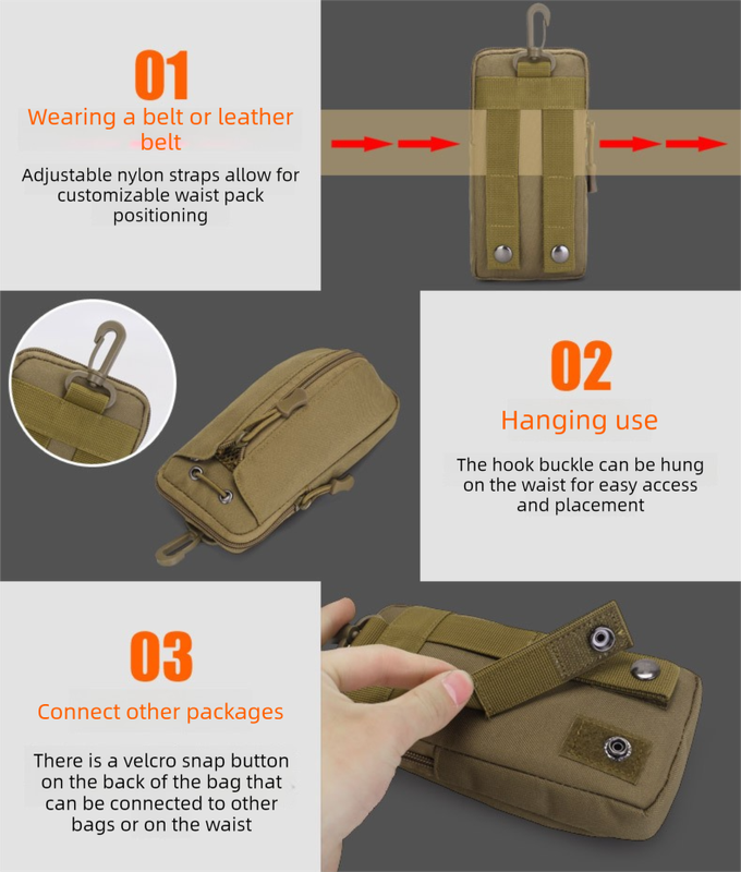 Black Multi-Functional Outdoor Water Bottle & Phone Pouch – Tactical Zippered Waist Pack for Travel, Hiking, and Daily Use - Image 6