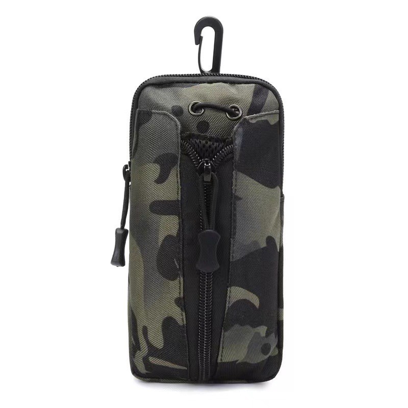 Dark Green camouflage Multi-Functional Outdoor Water Bottle & Phone Pouch – Tactical Zippered Waist Pack for Travel, Hiking, and Daily Use - Image 1