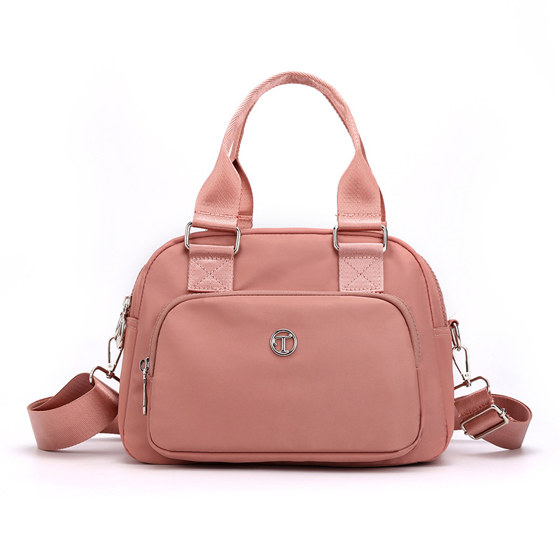 Pink Large Capacity Single Shoulder Bag – Waterproof Nylon Tote with Adjustable Strap, Multi-Functional Design for Everyday Use - Image 1