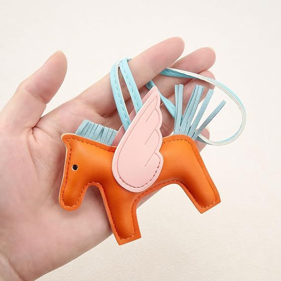 Red PU Leather Pegasus Keychain – Cute Flying Horse Pendant with Wings and Rope, 3-Pack - Image 5