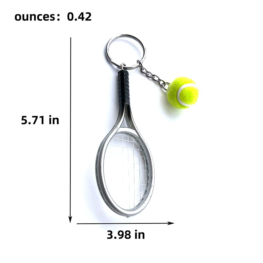Pink Simulation Tennis Racket Keychain – Mini Tennis Racket and Ball Pendant, 3-Pack - Image 3