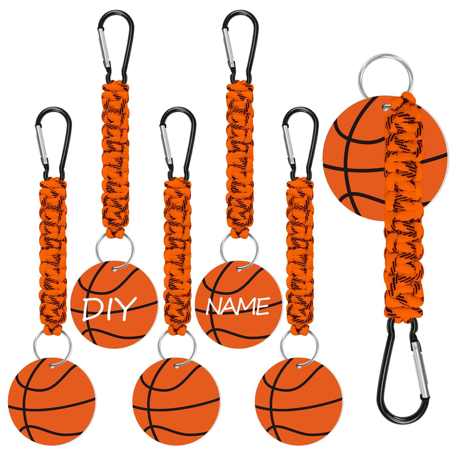 Brown DIY Basketball Keychain – Acrylic Ball Pendant with Nylon Rope, 2-Pack - Image 1