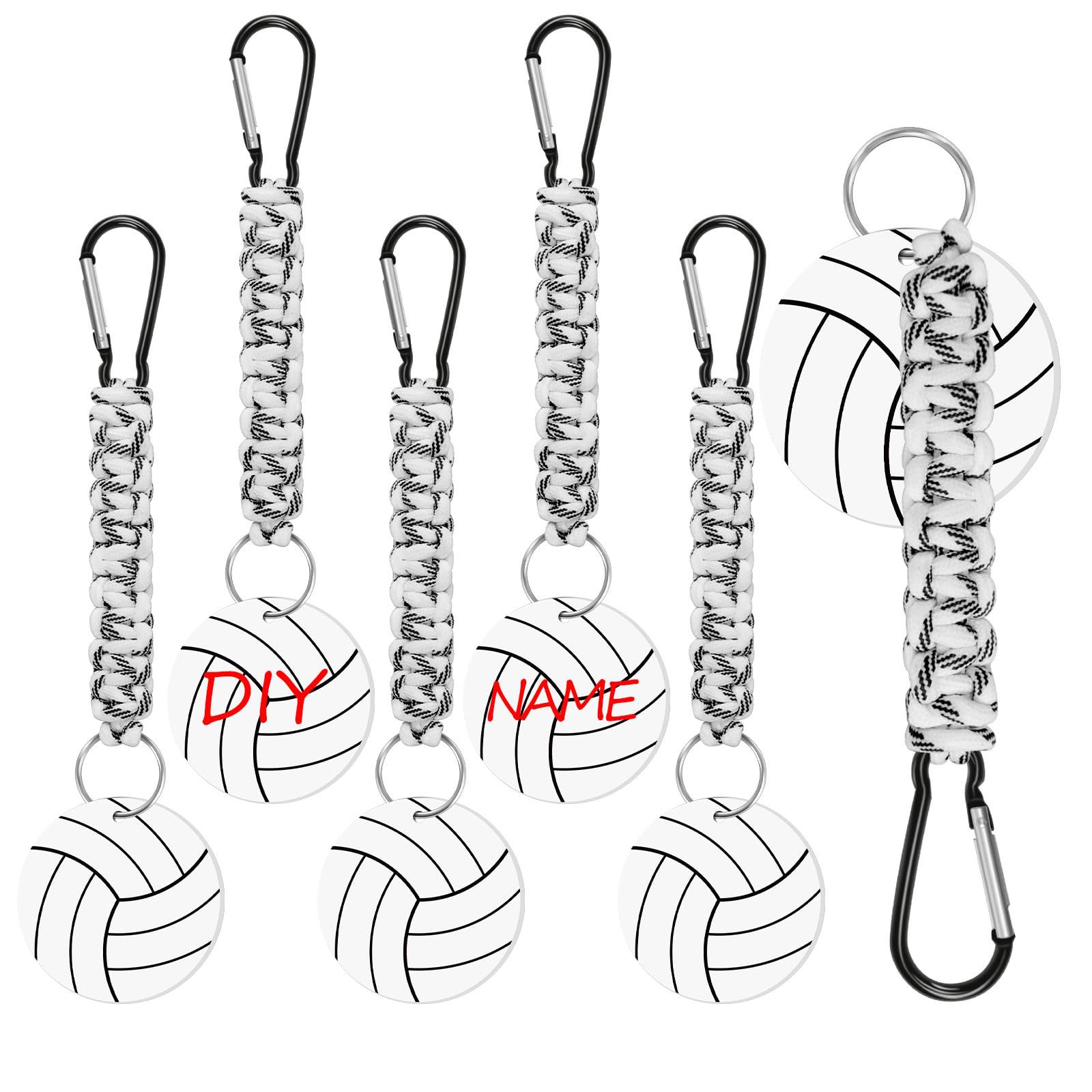 White DIY Volleyball Keychain – Acrylic Ball Pendant with Nylon Rope, 2-Pack - Image 1