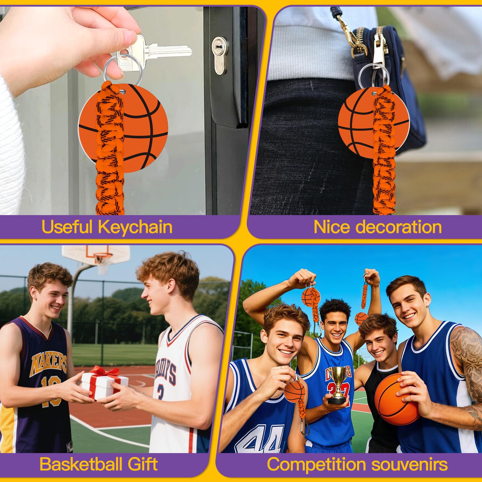 White DIY Volleyball Keychain – Acrylic Ball Pendant with Nylon Rope, 2-Pack - Image 5