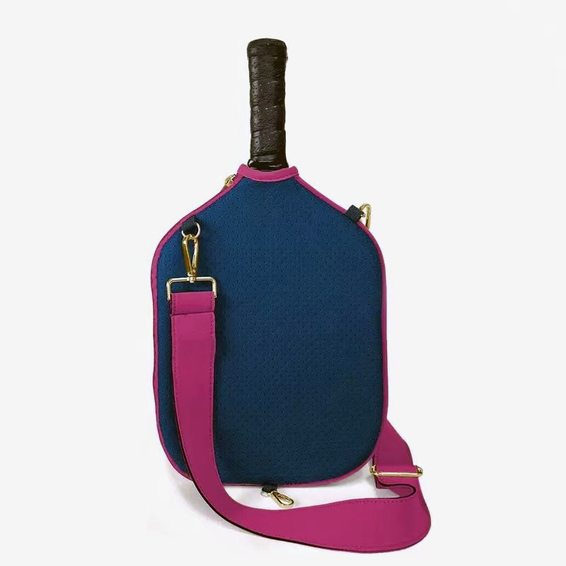 Dark Blue Neoprene Pickleball Paddle Cover – Waterproof Side Pocket Design, Shoulder Bag Style - Image 1