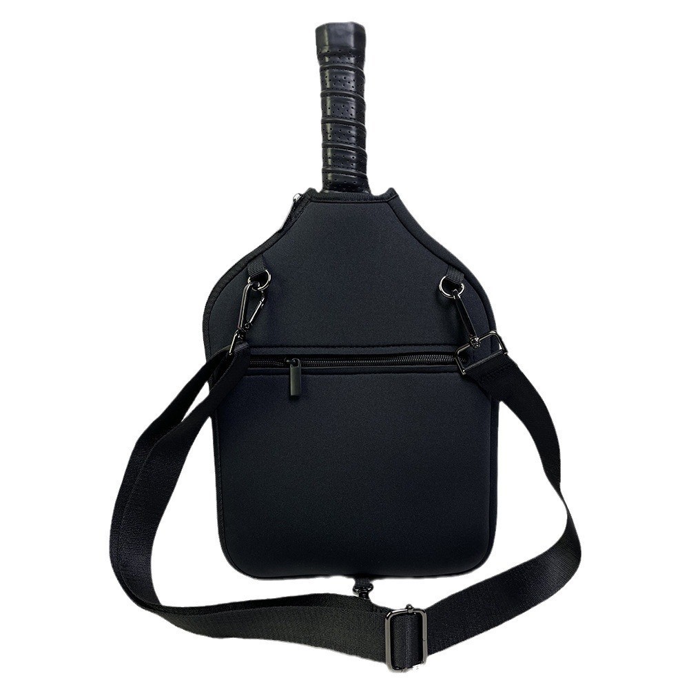 Black Neoprene Pickleball Paddle Cover – Waterproof Side Pocket Design, Shoulder Bag Style - Image 1