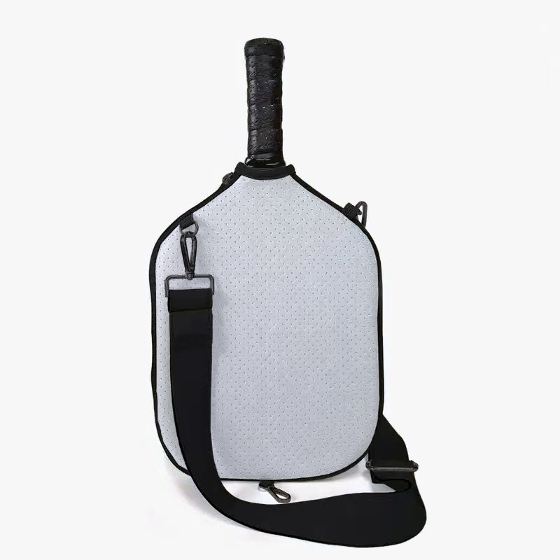 Grey Neoprene Pickleball Paddle Cover – Waterproof Side Pocket Design, Shoulder Bag Style - Image 1