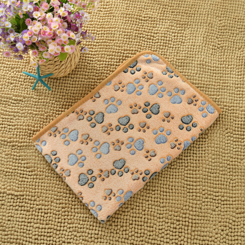 Brown Pet Blanket Set – Plush Paw Print Design, 3-Piece Pack (S/M/L Sizes) - Image 1
