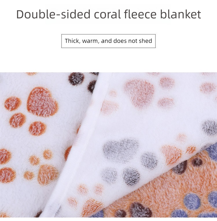 Brown Pet Blanket Set – Plush Paw Print Design, 3-Piece Pack (S/M/L Sizes) - Image 5