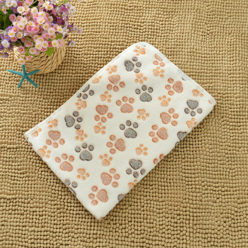 Beige Pet Blanket Set – Plush Paw Print Design, 3-Piece Pack (S/M/L Sizes) - Image 1