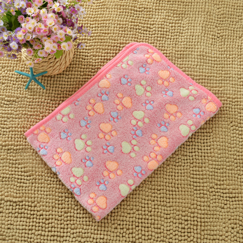 Pink Pet Blanket Set – Plush Paw Print Design, 3-Piece Pack (S/M/L Sizes) - Image 1