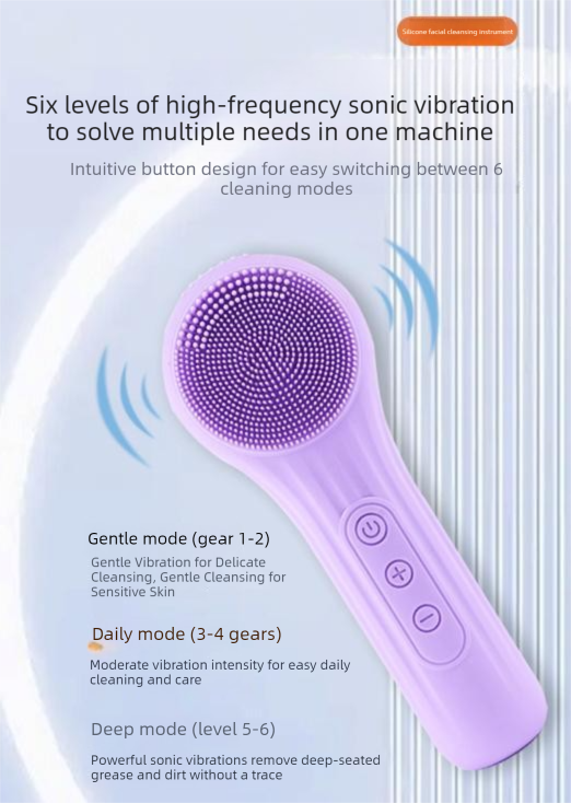 Purple Multi-Functional Silicone Facial Cleansing Brush – Ultrasonic & Heat Infusion Beauty Device - Image 2