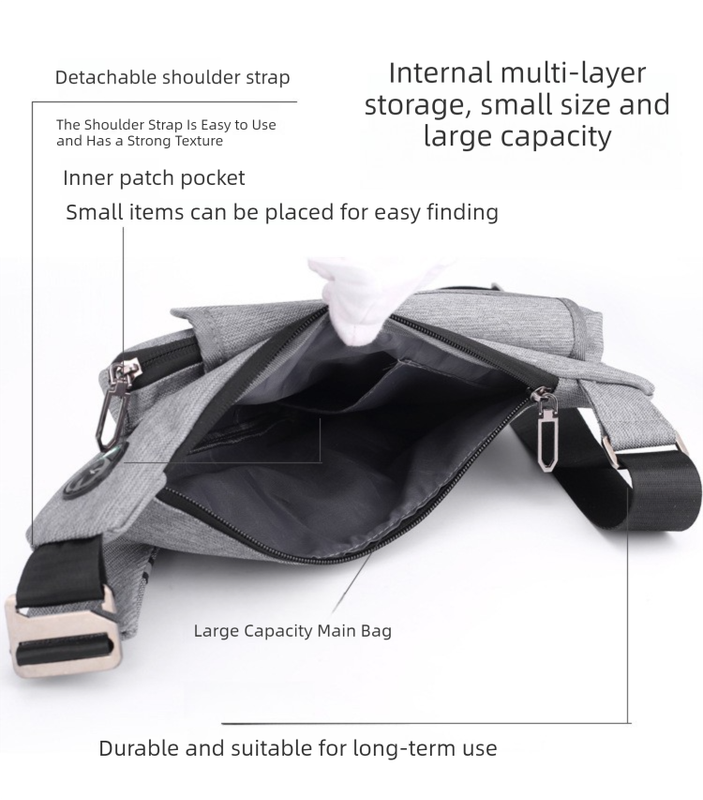 Black Men's Nylon Fabric Chest Bag – Lightweight, Waterproof & Multi-Functional Crossbody Sling Bag - Image 4