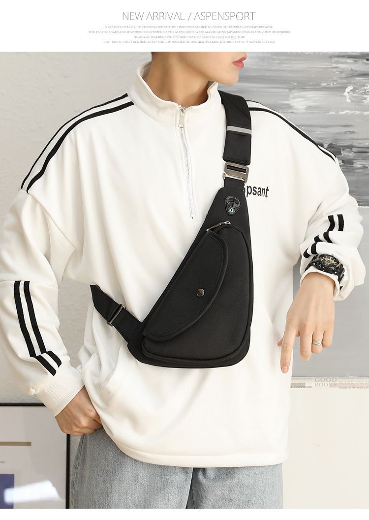 Black Men's Nylon Fabric Chest Bag – Lightweight, Waterproof & Multi-Functional Crossbody Sling Bag - Image 6