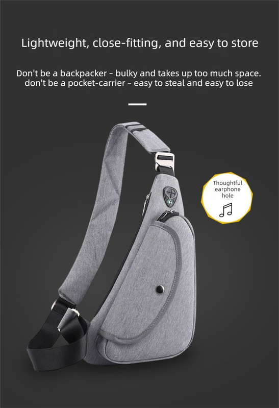 Dark Blue Men's Nylon Fabric Chest Bag – Lightweight, Waterproof & Multi-Functional Crossbody Sling Bag - Image 3