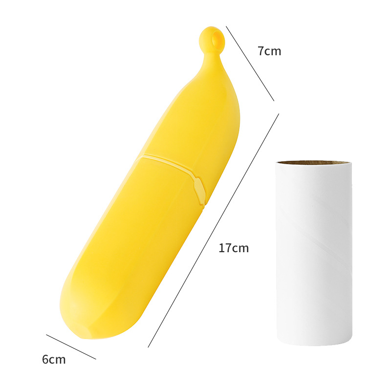 Yellow Multifunctional Banana-Shaped Lint Remover – Portable Sticky Hair Cleaner with 6 Replaceable Rolls - Image 1