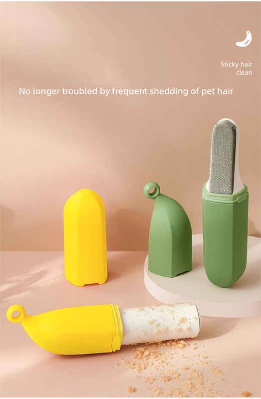 Yellow Multifunctional Banana-Shaped Lint Remover – Portable Sticky Hair Cleaner with 6 Replaceable Rolls - Image 2