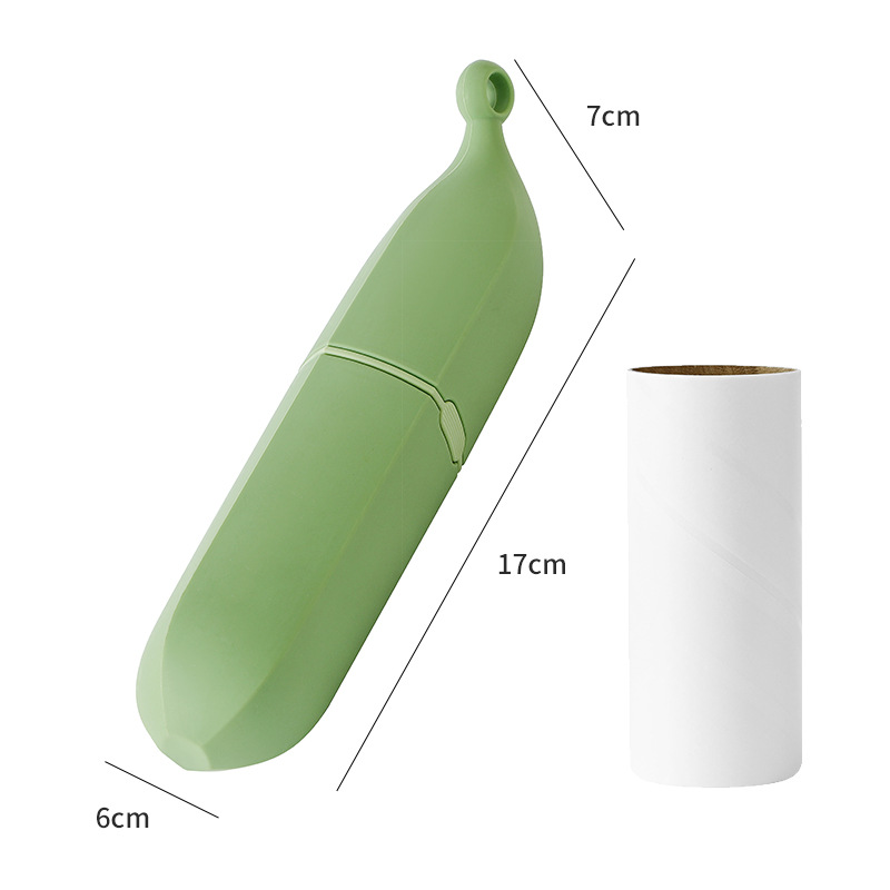 Green Multifunctional Banana-Shaped Lint Remover – Portable Sticky Hair Cleaner with 6 Replaceable Rolls - Image 1