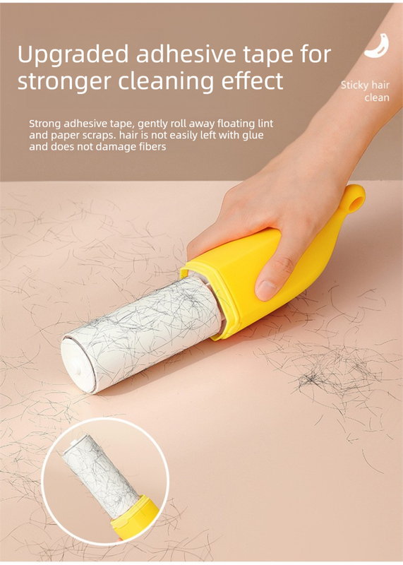 Green Multifunctional Banana-Shaped Lint Remover – Portable Sticky Hair Cleaner with 6 Replaceable Rolls - Image 4