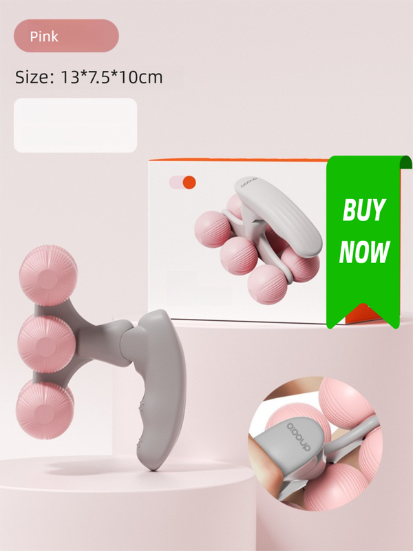 Pink Portable 6-Wheel Massage Roller – Quiet, Compact Muscle Relief Tool for Neck, Back, Legs & Shoulders - Image 1