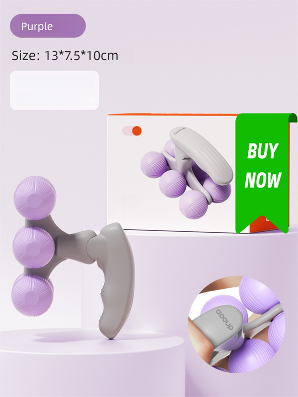 Purple Portable 6-Wheel Massage Roller – Quiet, Compact Muscle Relief Tool for Neck, Back, Legs & Shoulders - Image 1