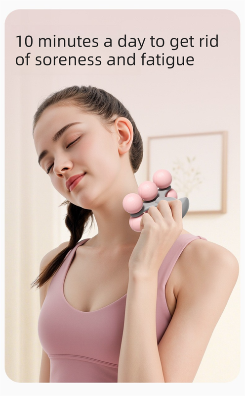 Purple Portable 6-Wheel Massage Roller – Quiet, Compact Muscle Relief Tool for Neck, Back, Legs & Shoulders - Image 3