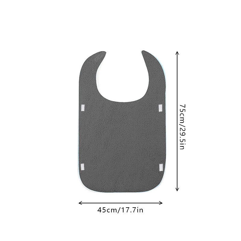Grey Anti-Stain Feeding Apron with Pocket – Adjustable Care Bib for Elderly & Disabled Adults (2-Pack) - Image 1