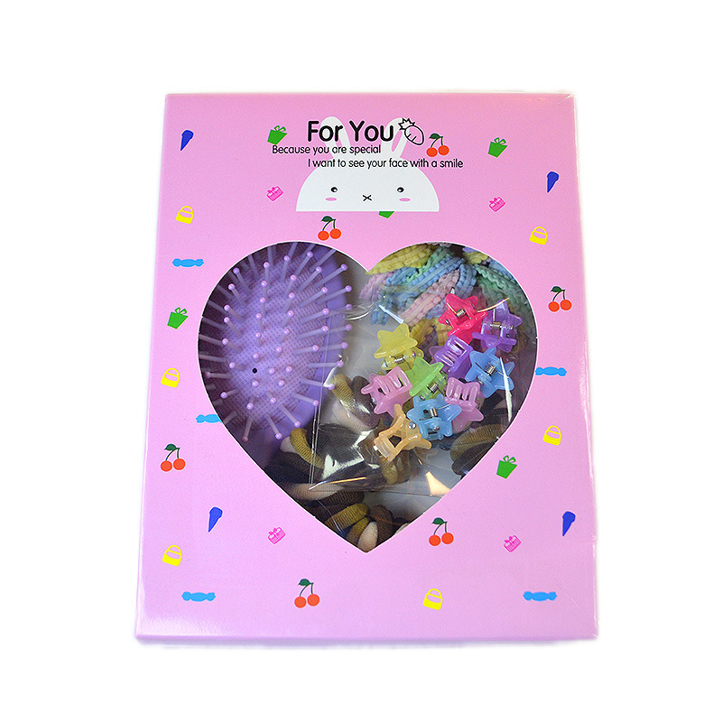 Style 3 Boxed Hair Tie Set with Pink Rubber Bands, Cute Hair Accessories & Mini Comb – Perfect Gift for Girls - Image 3