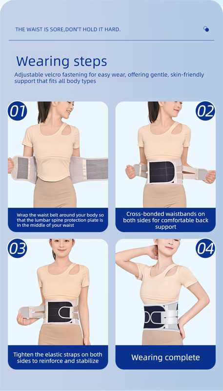 Size L Grey Wide Breathable Lumbar Support Belt  – Adjustable Back Brace for Pain Relief & Posture Correction - Image 2