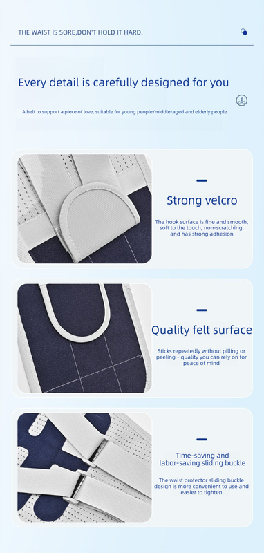 Size L Grey Wide Breathable Lumbar Support Belt  – Adjustable Back Brace for Pain Relief & Posture Correction - Image 3