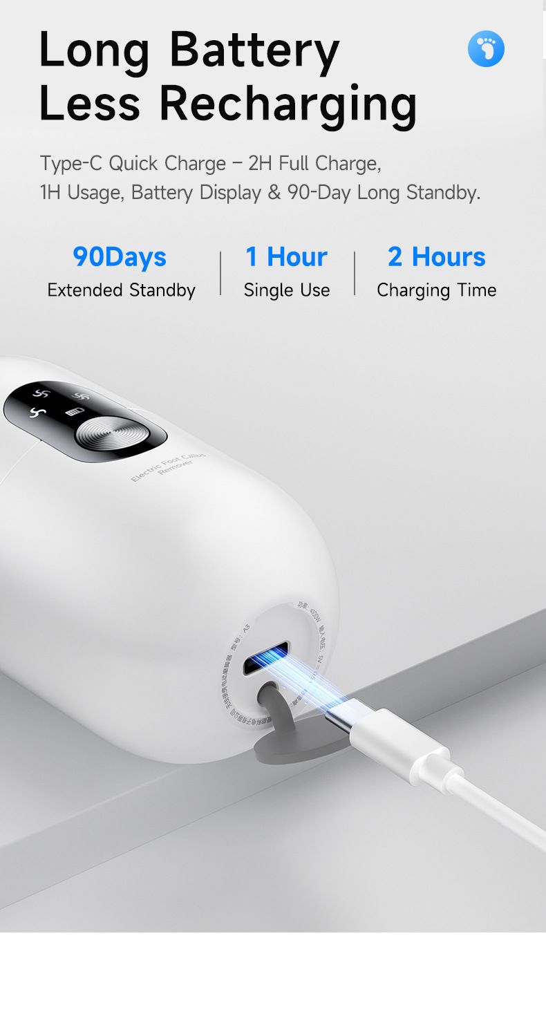 Black 2-in-1 Electric Foot Care Device – Cordless Callus Remover & Skin Polisher with Dual Heads - Image 6
