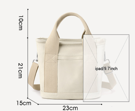 Pink Small Canvas Tote Bag Crossbody Lunch Handbag with Adjustable Strap Fits 9.7 Inch Tablet for Women Daily Work and Travel - Image 2