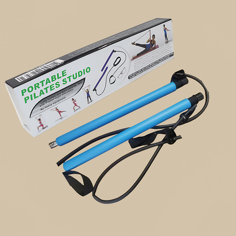 Blue Portable Pilates Bar Kit with Resistance Bands Detachable Toning Stick for Home Gym Yoga & Stretching - Durable Metal Core - Image 1
