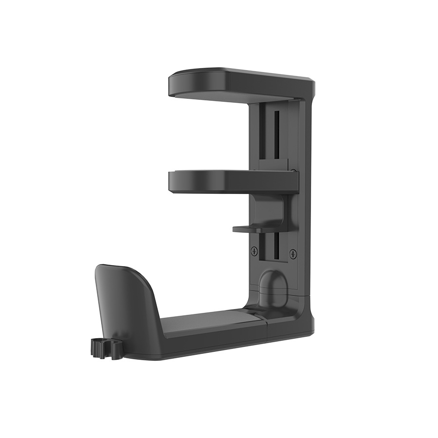 Black Under Desk Headphone Hanger Clamp 360 Degree Rotating - Adjustable Headset Holder Hook with Cable Organiser for Home Office & Gaming Setup (Fits 1-5.5cm Desks) - Image 1