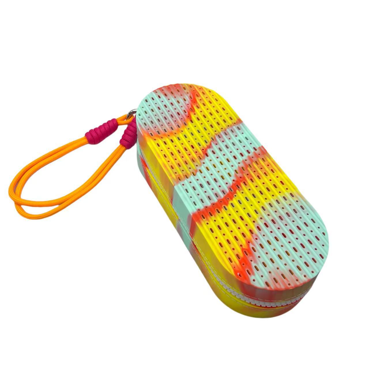 Yellow-blue Breathable Silicone Swim Goggles Case Shockproof Sunglasses Protector Box Portable Large Capacity Storage Pouch with Hanging Strap for Swimming and Travel - Image 1