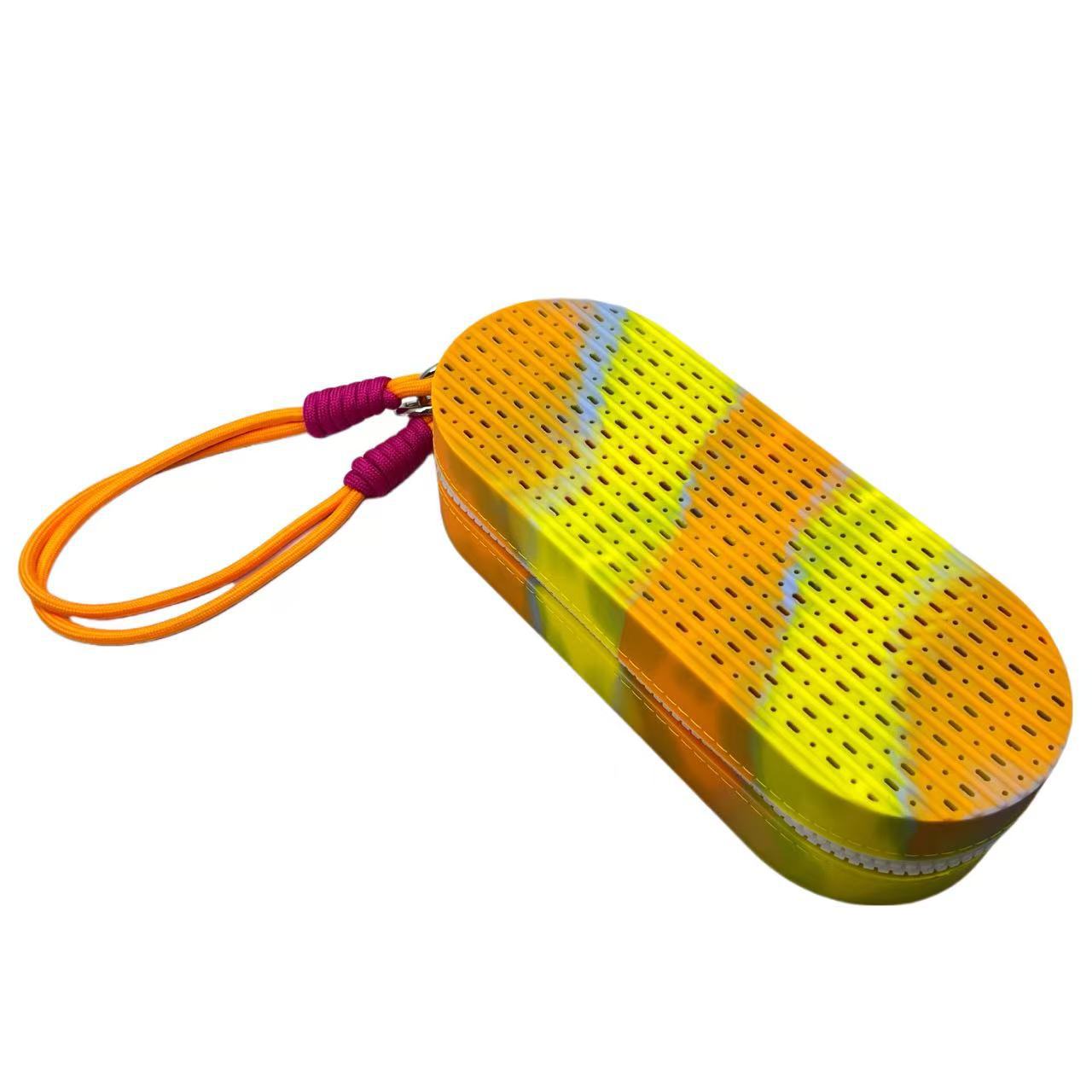 Yellow-orange Breathable Silicone Swim Goggles Case Shockproof Sunglasses Protector Box Portable Large Capacity Storage Pouch with Hanging Strap for Swimming and Travel - Image 1